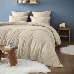 Taie D'Oreiller, Traversin|EMINZA Taie d'oreiller rectangulaire flanelle de coton (50 x 80 cm) Nina Beige