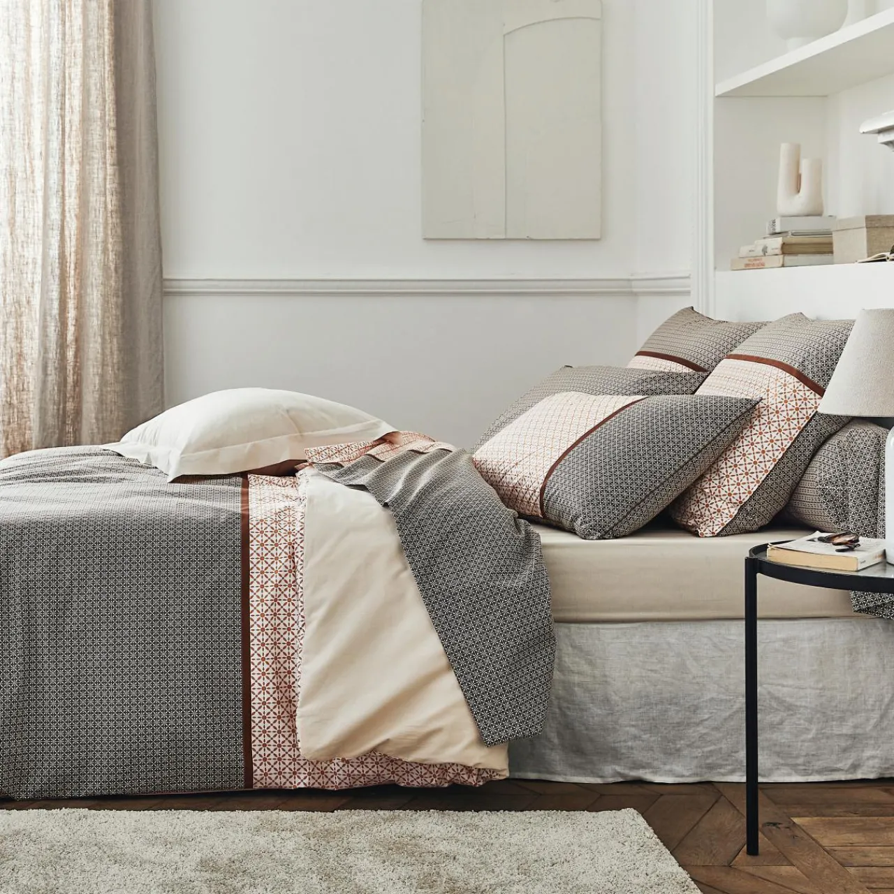 Taie D'Oreiller, Traversin|TRADILINGE Taie d'oreiller rectangulaire percale de coton (50 x 70 cm) Gabin Multicolore