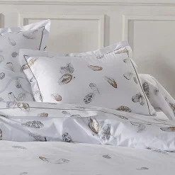 Taie D'Oreiller, Traversin|TRADI LINGE Taie d'oreiller rectangulaire percale de coton (50 x 70 cm) Plumes e Gris