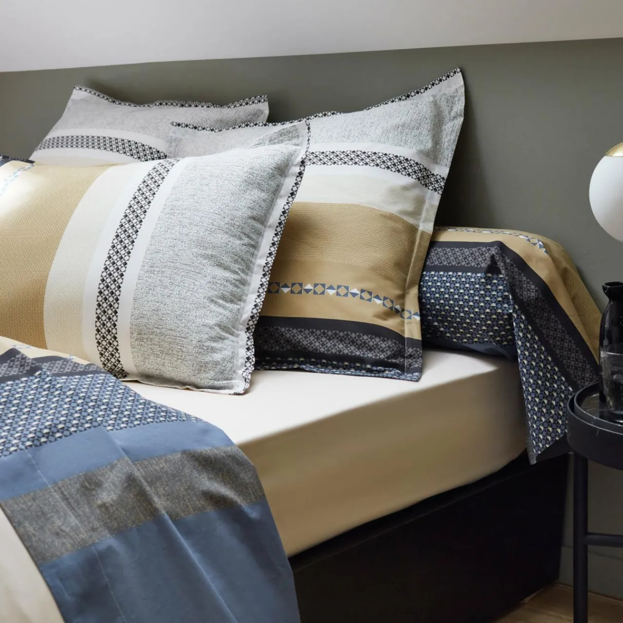 Taie D'Oreiller, Traversin|TRADILINGE Taie d'oreiller rectangulaire percale de coton (50 x 70 cm) Marlow e Gris