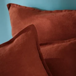 Taie D'Oreiller, Traversin|EMINZA Taie d'oreiller rectangulaire lin lavé (50 x 70 cm) Louise Terracotta