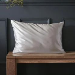 Taie D'Oreiller, Traversin|EMINZA Taie d'oreiller rectangulaire soie de mûrier (50 x 70 cm) Mizuki Gris clair