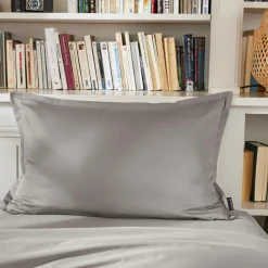 Taie D'Oreiller, Traversin|EMINZA Taie d'oreiller rectangulaire percale de coton (50 x 70 cm) Cali Gris clair