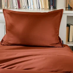 Taie D'Oreiller, Traversin|EMINZA Taie d'oreiller rectangulaire percale de coton (50 x 80 cm) Cali Terracotta