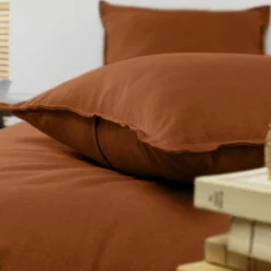 Taie D'Oreiller, Traversin|EMINZA Taie d'oreiller rectangulaire flanelle de coton (50 x 80 cm) Nina Terracotta