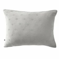 Taie D'Oreiller, Traversin|EMINZA Taie d'oreiller rectangulaire gaze de coton (50 x 70 cm) Gaïa Boho Gris nuage Gris clair