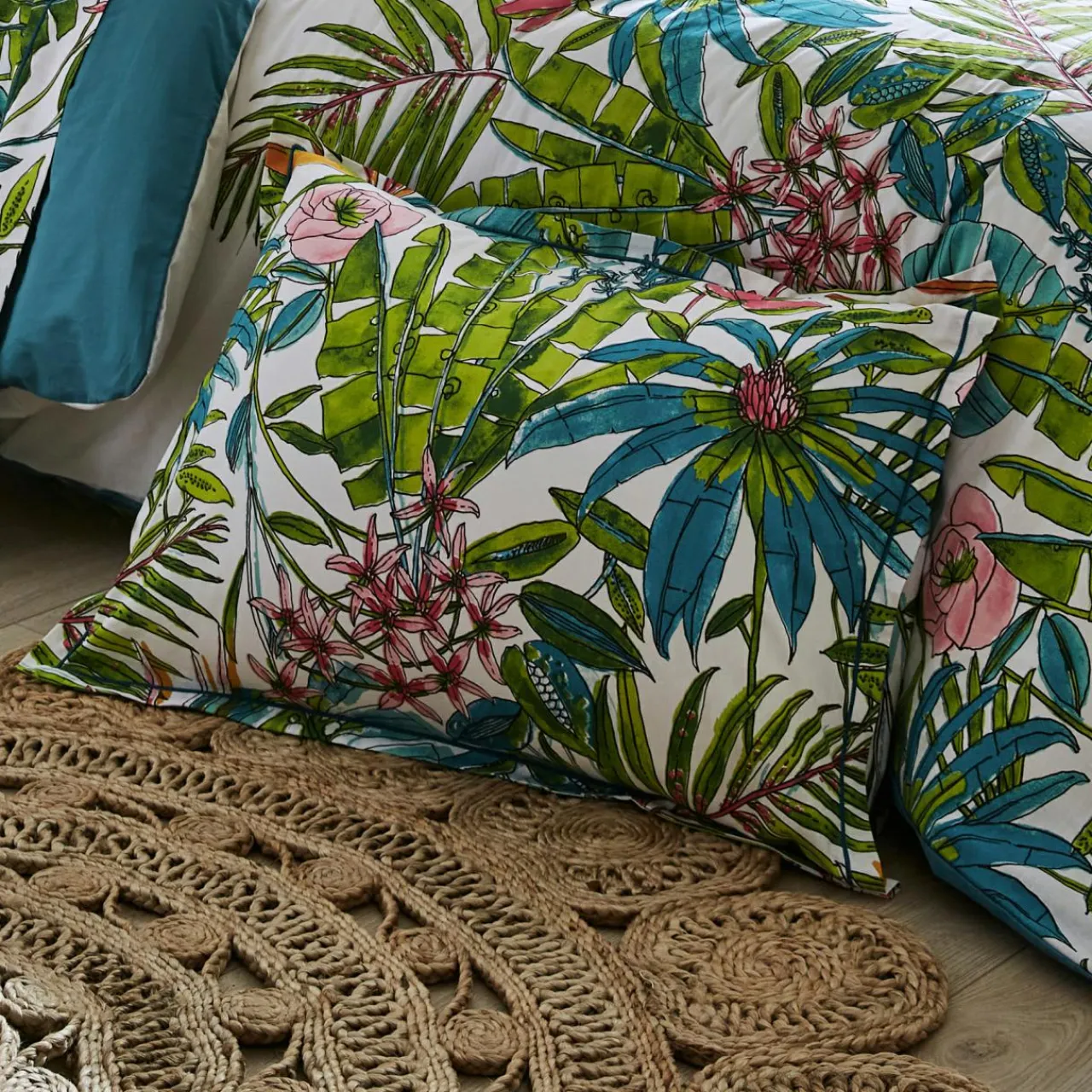 Taie D'Oreiller, Traversin|TRADILINGE Taie d'oreiller rectangulaire coton (50 x 70 cm) Sumatra Paon Multicolore