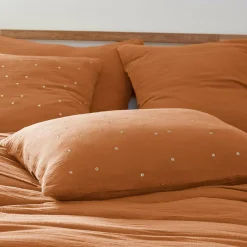 Taie D'Oreiller, Traversin|EMINZA Taie d'oreiller rectangulaire gaze de coton (50 x 70 cm) Gaïa Chic Abricot