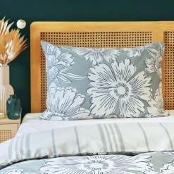 Taie D'Oreiller, Traversin|EMINZA Taie d'oreiller rectangulaire coton (50 x 70 cm) Lara Vert