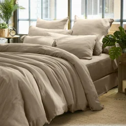 Taie D'Oreiller, Traversin|EMINZA Taie d'oreiller rectangulaire gaze de coton (50 x 70 cm) Gaïa Ficelle