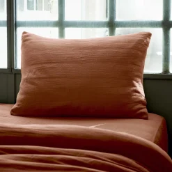 Taie D'Oreiller, Traversin|EMINZA Taie d'oreiller rectangulaire gaze de coton (50 x 80 cm) Gaïa Terracotta