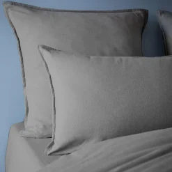 Taie D'Oreiller, Traversin|EMINZA Taie d'oreiller rectangulaire flanelle de coton (50 x 70 cm) Théa Gris Anthracite