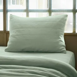 Taie D'Oreiller, Traversin|EMINZA Taie d'oreiller rectangulaire gaze de coton (50 x 80 cm) Gaïa Vert Eucalyptus