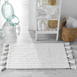 Tapis Salle De Bain/Wc|DOUCEUR D'INTERIEUR Tapis de bain coton (50 x 80 cm) Minatis Blanc
