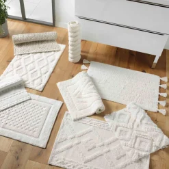 Tapis Salle De Bain/Wc|DOUCEUR D'INTERIEUR Tapis de bain coton (50 x 80 cm) Angelis Blanc