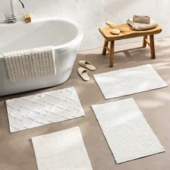 Linge De Bain|Tapis De Bain|douceur d'intu017drieur Tapis de bain en coton (50 x 80 cm) Voltis Blanc