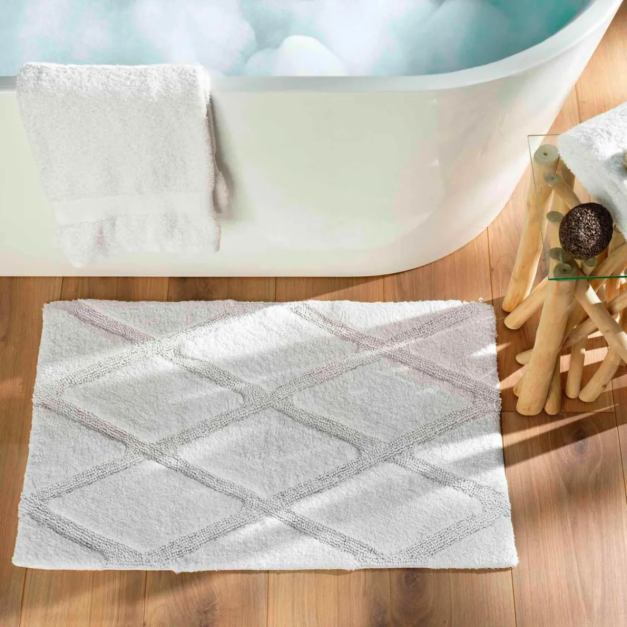 Linge De Bain|Tapis De Bain|douceur d'intu017drieur Tapis de bain en coton (50 x 80 cm) Thais Blanc