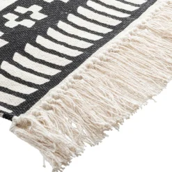 Tapis De Chambre/Salon|ATMOSPHERA Tapis de salon coton (120 x 170 cm) Delhi et blanc Noir