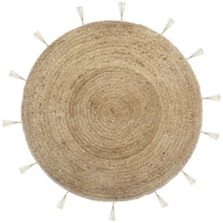 Tapis De Chambre/Salon|ATMOSPHERA Tapis de salon jute rond (80 cm) Lurex Cosy Beige