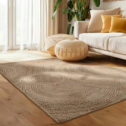 Tapis De Chambre/Salon|EMINZA Tapis de salon rectangulaire jute tressée main (140 x 200 cm) Neha Beige