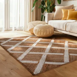 Tapis De Chambre/Salon|EMINZA Tapis de salon rectangulaire jute tissée main (140 x 200 cm) Akira Marron