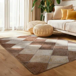 Tapis De Chambre/Salon|EMINZA Tapis de salon rectangulaire jute tressée main (140 x 200 cm) Advay Beige