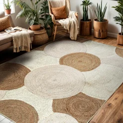 Tapis De Chambre/Salon|EMINZA Tapis de salon rectangulaire jute tressée main (140 x 200 cm) Reina Beige