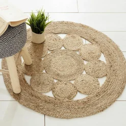 Tapis De Chambre/Salon|ATMOSPHERA Tapis jute rond (80 cm) Giusti naturel Beige