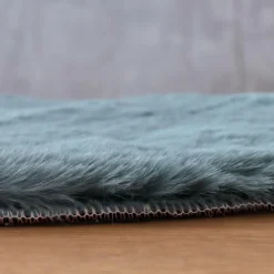 Tapis De Chambre/Salon|EMINZA Tapis rond fausse fourrure (80 cm) Finn Bleu