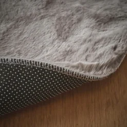 Tapis De Chambre/Salon|EMINZA Tapis rond fausse fourrure (80 cm) Finn Taupe