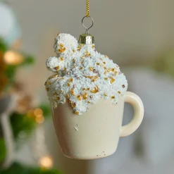 Décoration De Sapin|KAEMINGK Tasse à café à suspendre (H9 cm) Pailletée Crème Beige