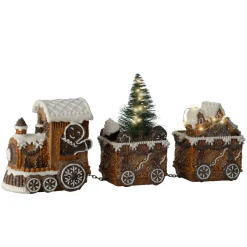 Train Décoratif Et Électrique|Village De Noël Lumineux|KAEMINGK Train décoratif lumineux (18 cm) Pain d'épices Gourmand Marron