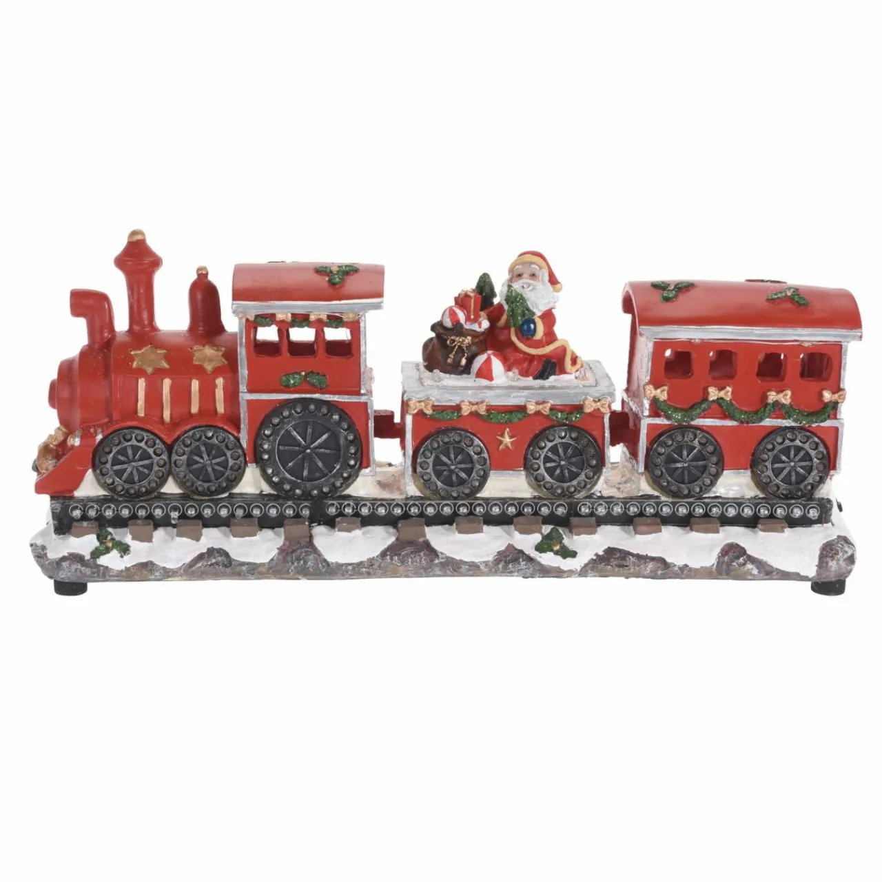 Train Décoratif Et Électrique|KOOPMAN Train décoratif lumineux (39 cm) Locomotive Père Noël Rouge