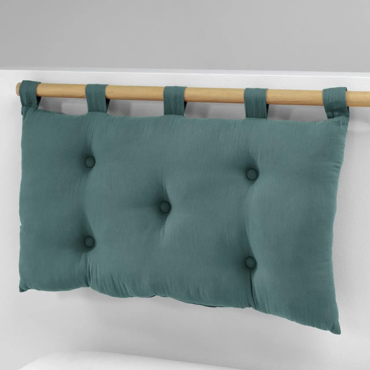 Tête-De-Lit|EMINZA Tête de lit coussin gaze de coton (80 x 50 cm) Gaïa Bleu canard