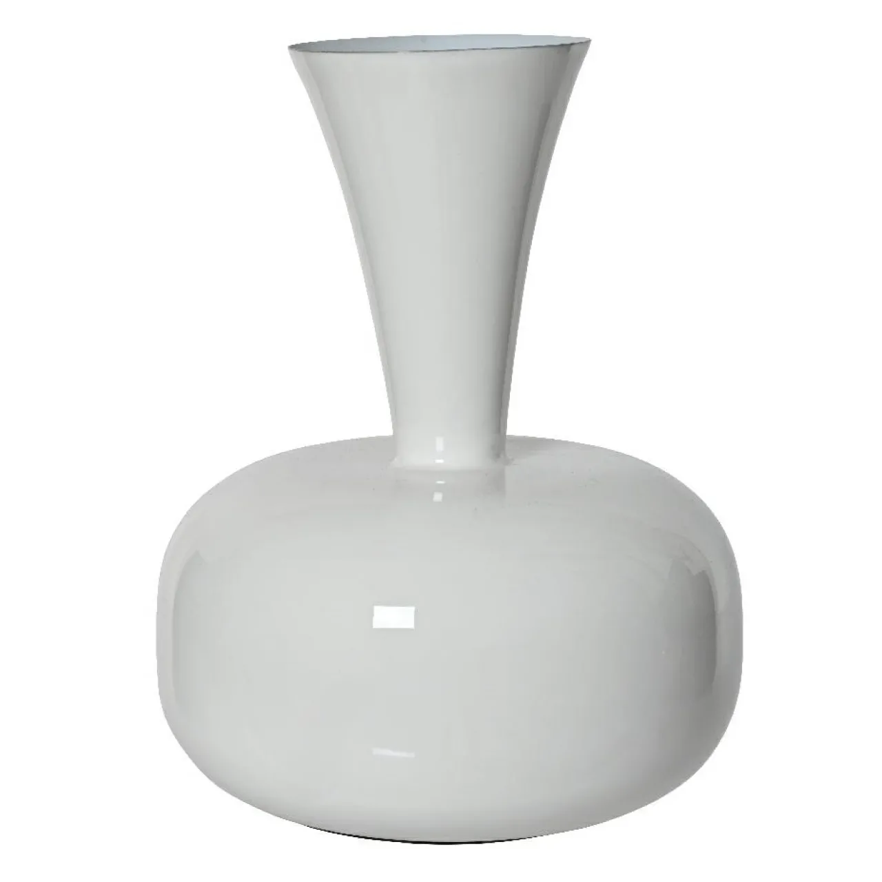 Vase|Vase|#N/A Vase en métal émaillé fait main (H23 cm) Cléa brillant Blanc
