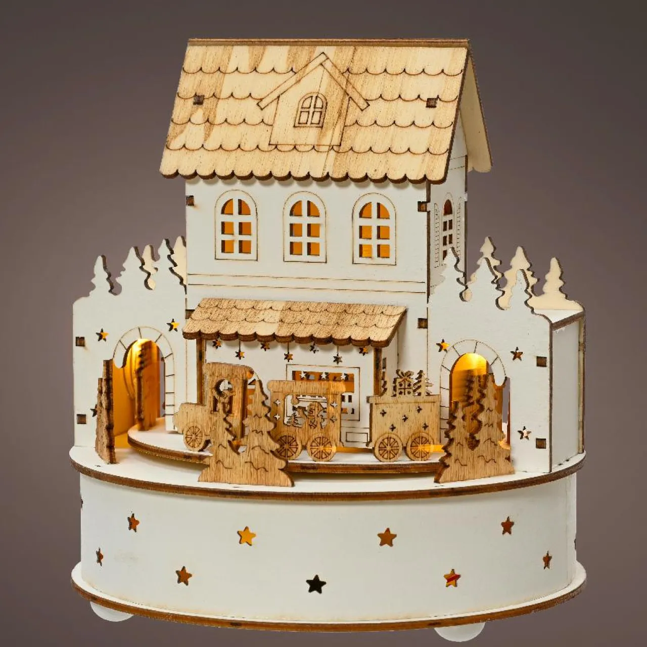 Village De Noël En Bois|KAEMINGK Village de Noël en bois lumineux et musical à piles (H19 cm) Maison de famille