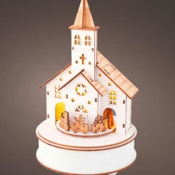 Village De Noël En Bois|KAEMINGK Village de Noël en bois lumineux et musical à piles (H24 cm) Église et train