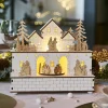 Village De Noël En Bois|KAEMINGK Village de Noël en bois lumineux et musical à piles (21 x H24 cm) Villageois en fête