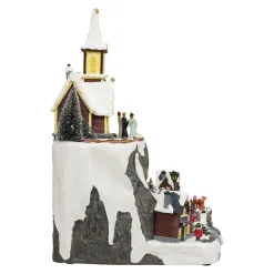 Village De Noël Lumineux|JJA Village de Noël lumineux animé et musical (H45 cm) Grande église et train Multicolore