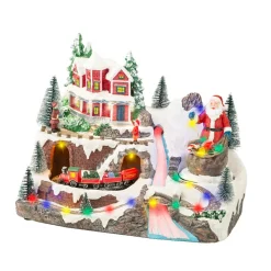 Village De Noël Lumineux|KAEMINGK Village de Noël lumineux et musical Père Noël en montagne