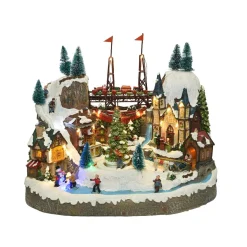 Village De Noël Lumineux|KAEMINGK Village de Noël lumineux et musical Ville festive et Chemin de fer