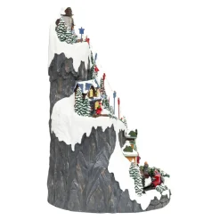 Village De Noël Lumineux|JJA Village de Noël lumineux et animé (H52 cm) Piste de ski lumineuse Multicolore