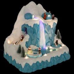 Village De Noël Lumineux|JJA Village de Noël musical et animé (H26 cm) Banquise des pingouins Bleu