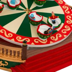 Village De Noël Lumineux|JJA Village de Noël musical et animé sur piles (H26 cm) Manège Tasses tournantes Multicolore