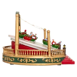 Village De Noël Lumineux|JJA Village de Noël musical et animé sur piles (H26 cm) Manège Tasses tournantes Multicolore