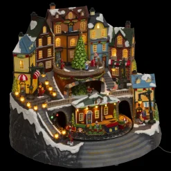 Village De Noël Lumineux|JJA Village de Noël musical et animé (H37 cm) Grande gare Multicolore