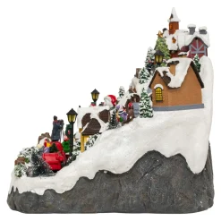 Village De Noël Lumineux|JJA Village de Noël musical et animé (H32 cm) Village en fête Multicolore