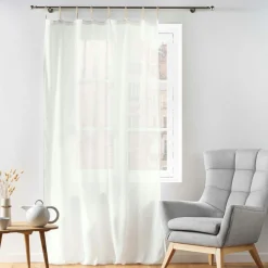 Voilage|DOUCEUR D'INTERIEUR Voilage à passants coton (140 x 240 cm) Belani Blanc