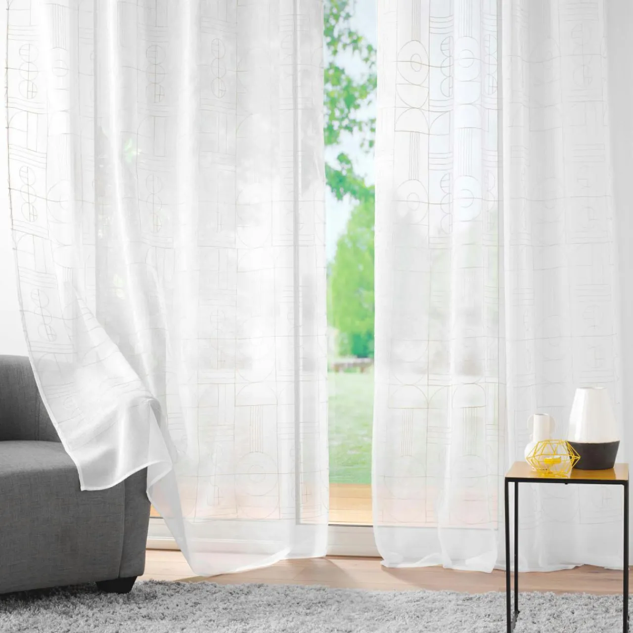 Voilage|DOUCEUR D'INTERIEUR Voilage brodé œillets (140 x 240 cm) Odessa Or