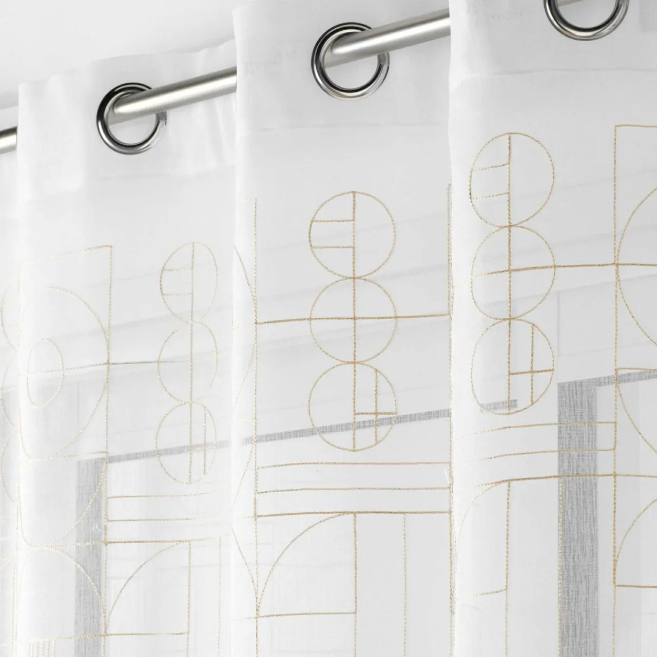 Voilage|DOUCEUR D'INTERIEUR Voilage brodé œillets (140 x 240 cm) Odessa Or